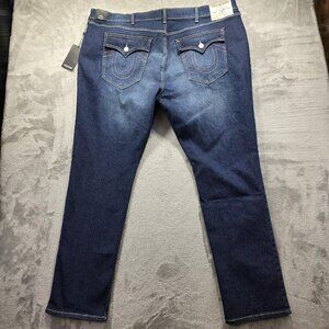 True Religion Jeans Mens 46x34 Ricky Relaxed Straight Flap Pockets Denim New